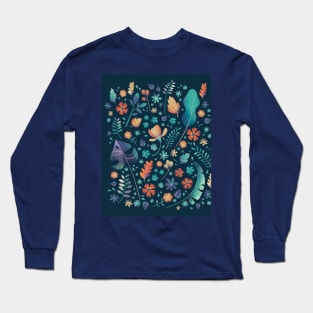 Colorful Vegetation Pattern With Flowers Long Sleeve T-Shirt